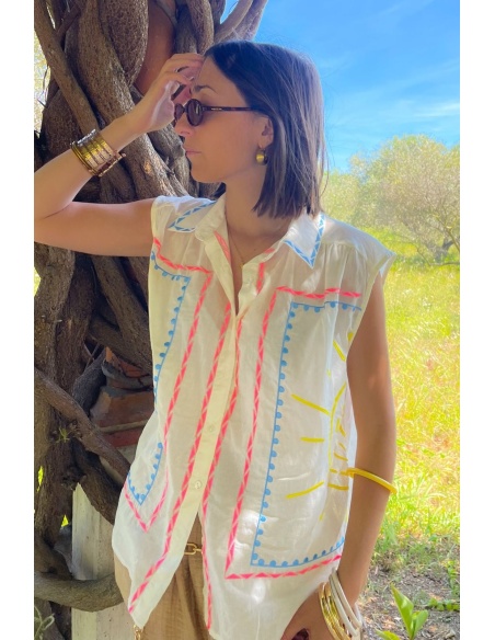 Chemisier Broderie Ecru ALICE