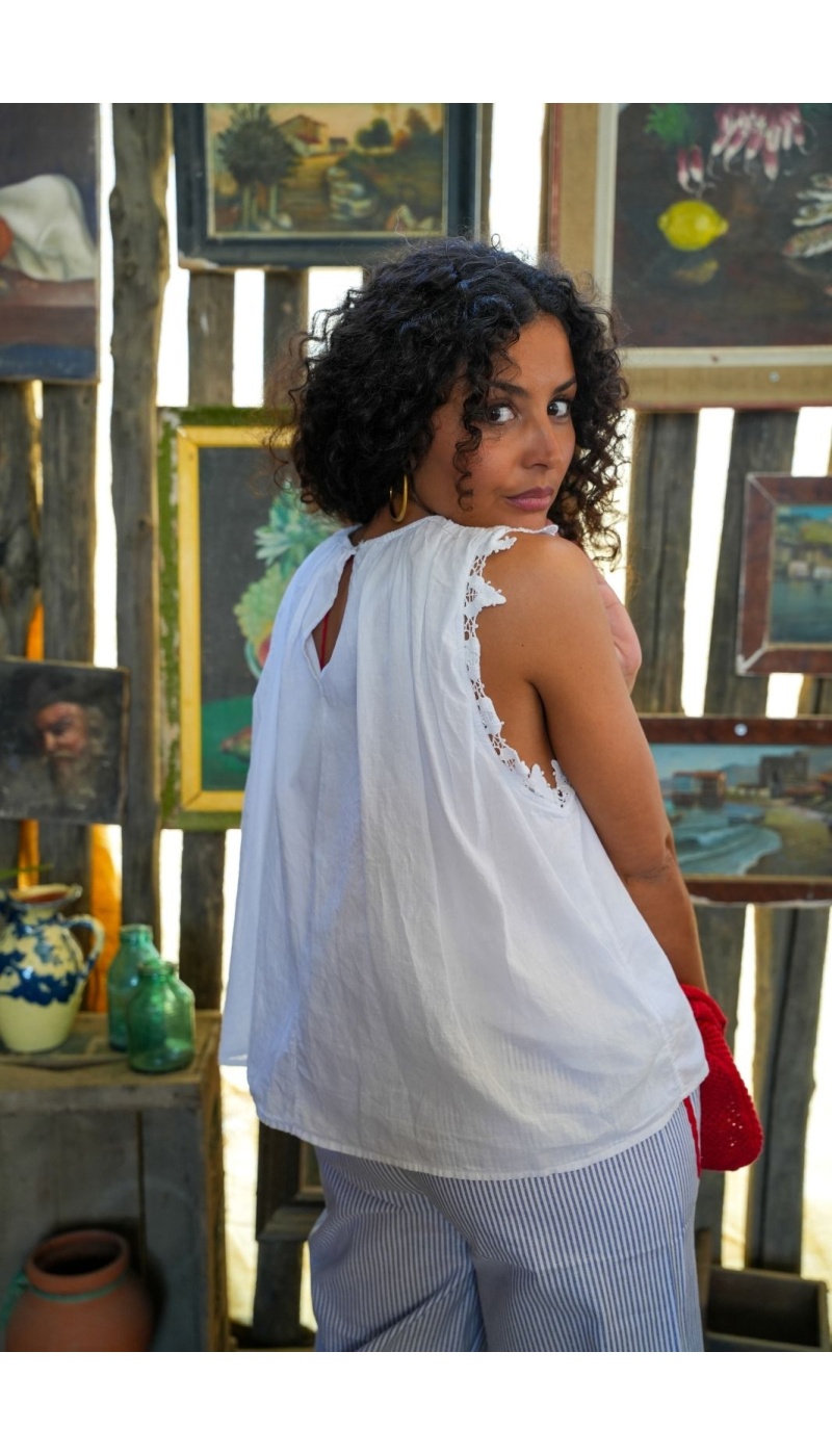 Top Johanna Brodé Ecru LOLA
