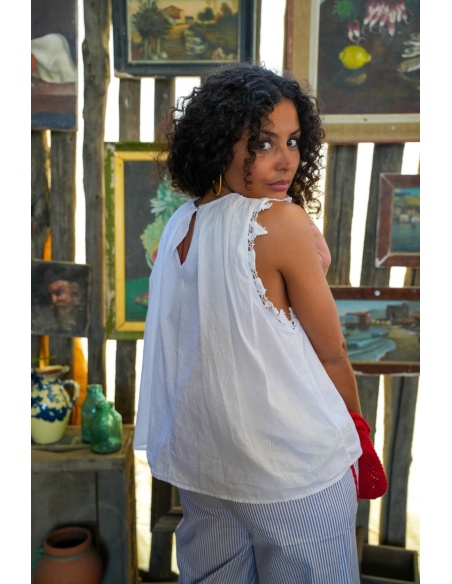 Top Johanna Brodé Ecru LOLA