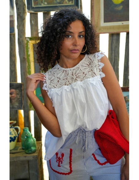 Top Johanna Brodé Ecru LOLA
