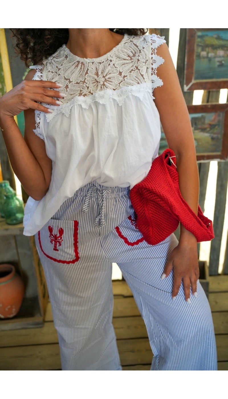 Top Johanna Brodé Ecru LOLA