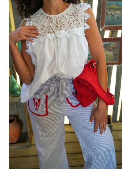 Top Johanna Brodé Ecru LOLA