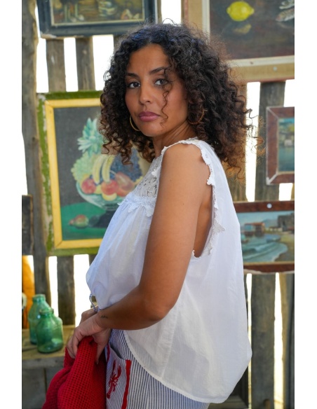 Top Johanna Brodé Ecru LOLA