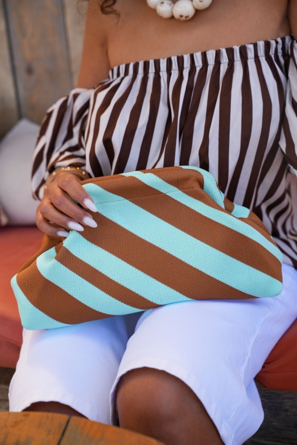 Pochette Rayé Turquoise AMELIE