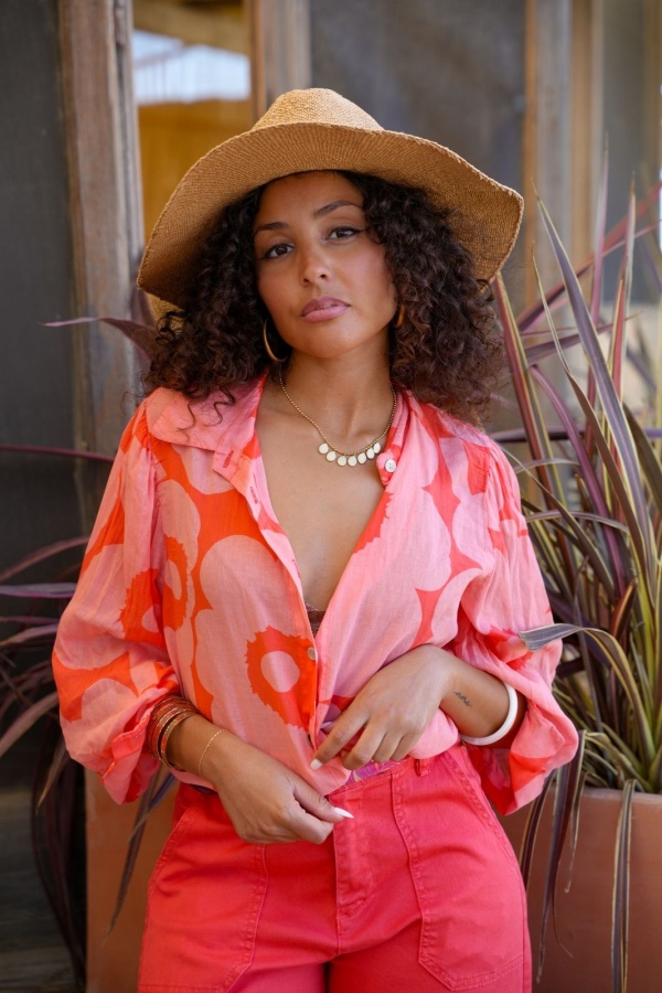 Chemisier Fleurs Corail/Orange PENELOPE