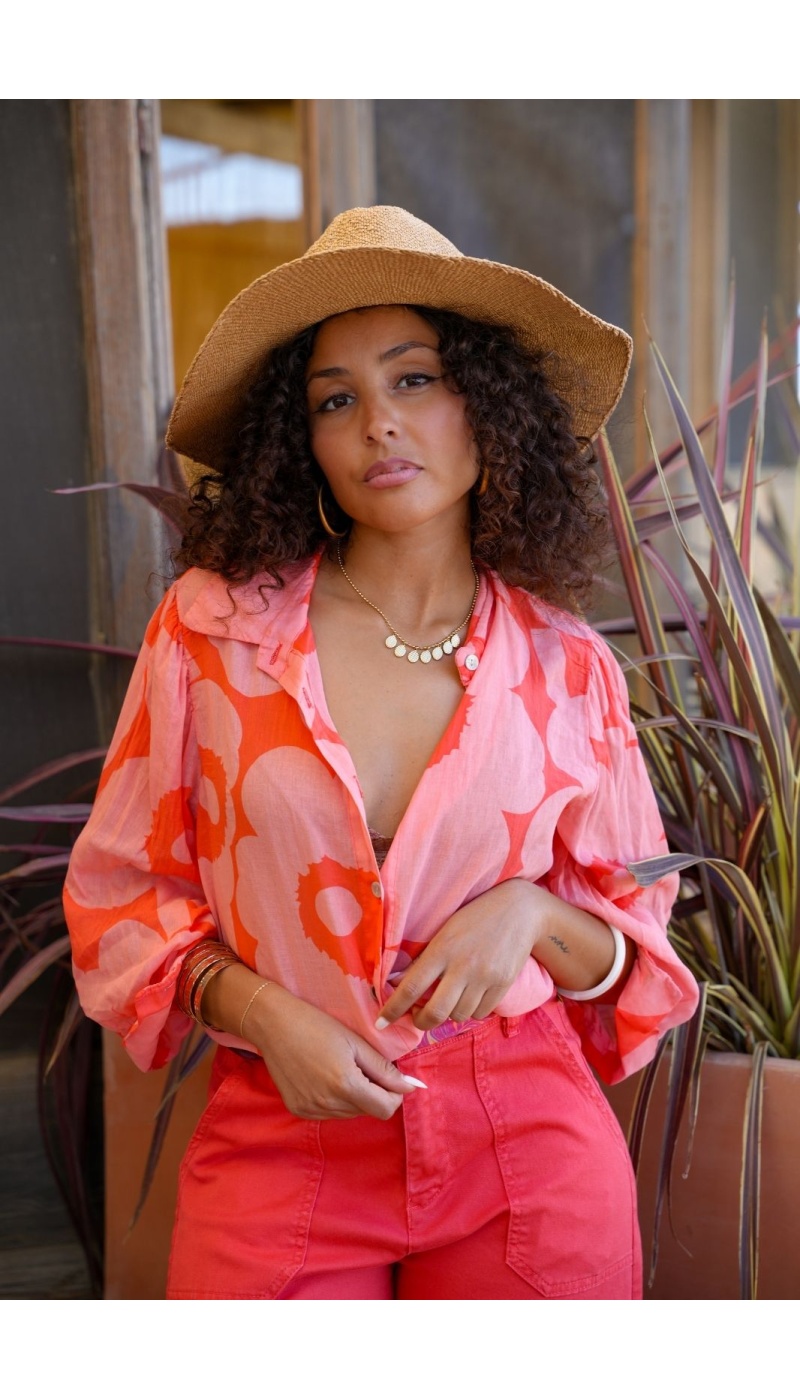 Chemisier Fleurs Corail/Orange PENELOPE