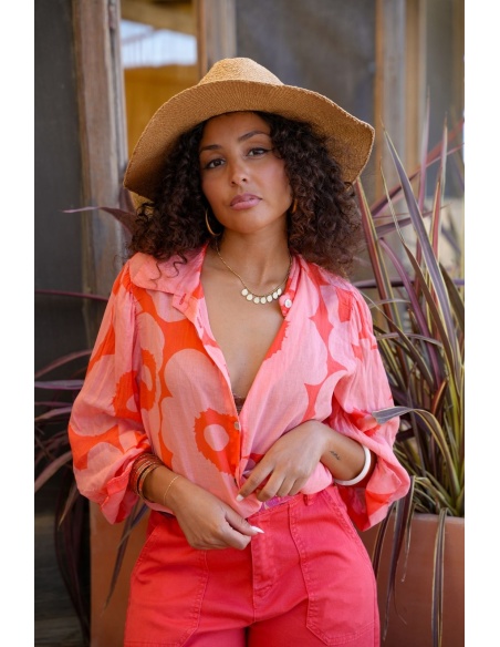 Chemisier Fleurs Corail/Orange PENELOPE