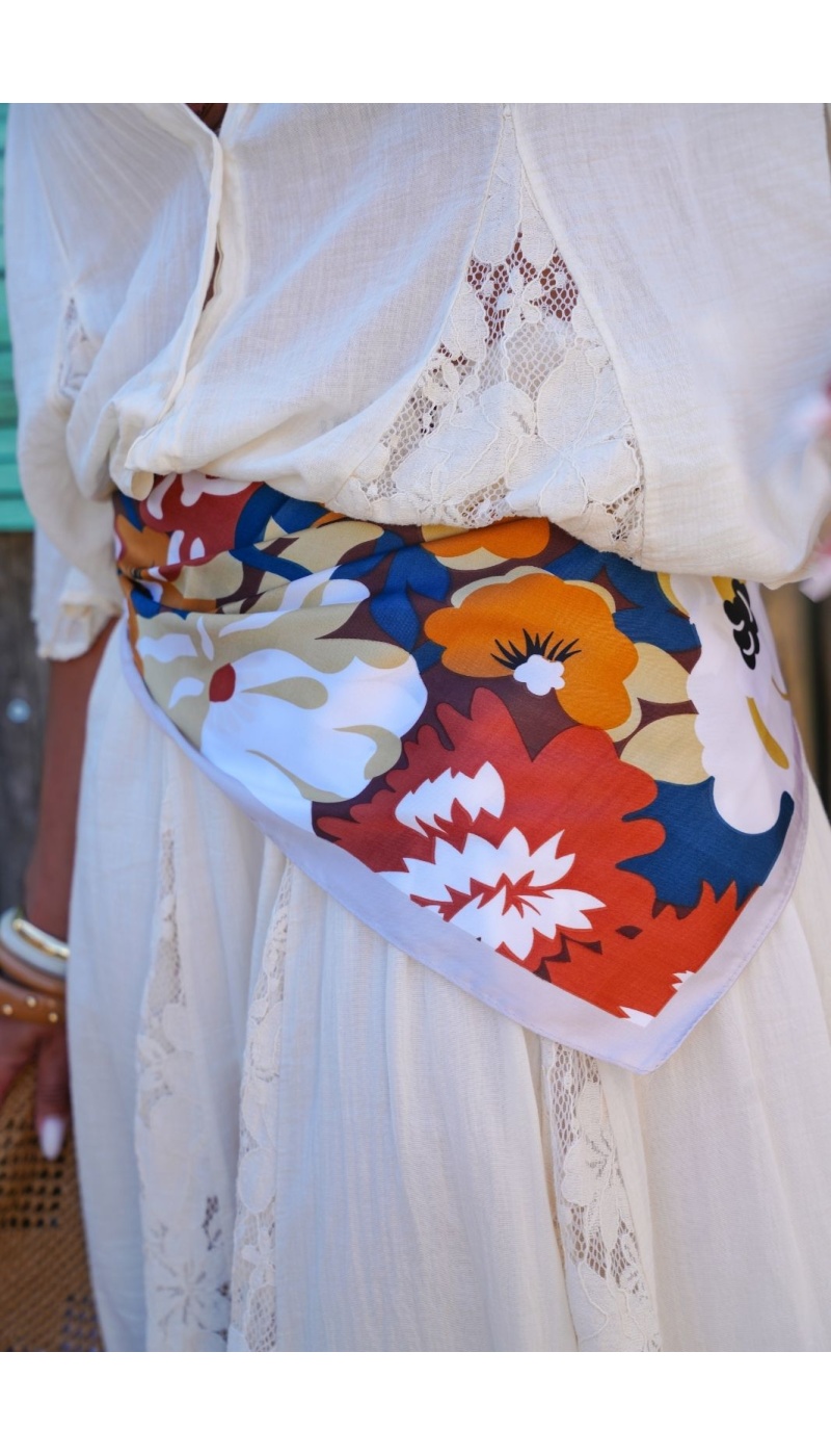 Foulard Fleurs Écru MARGOT