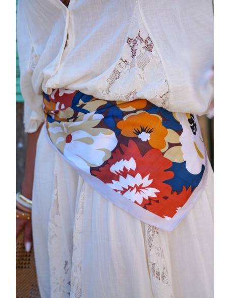 Foulard Fleurs Écru MARGOT
