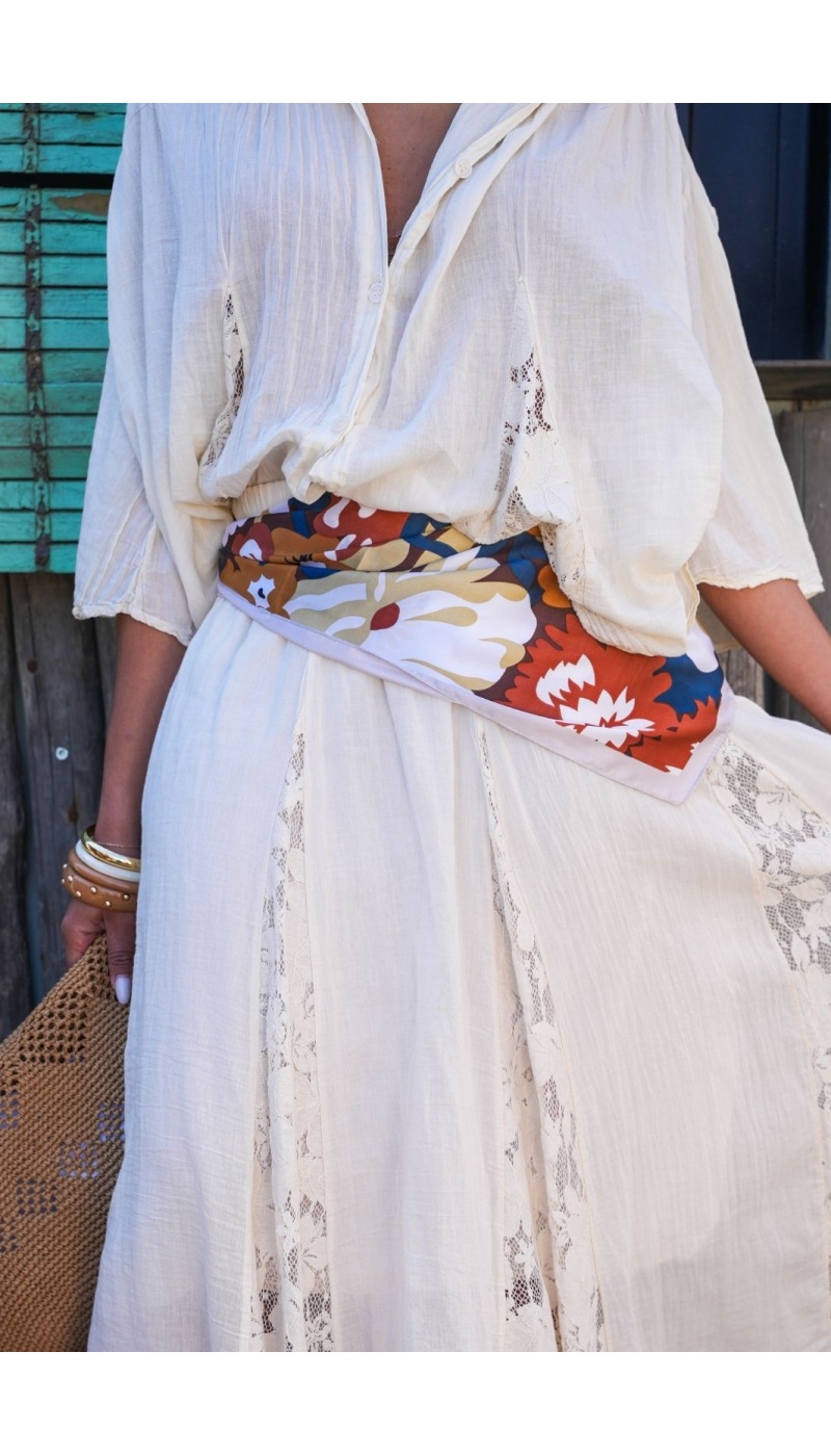 Foulard Fleurs Écru MARGOT