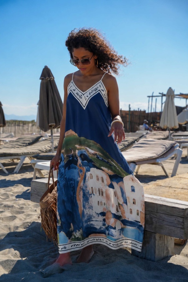 ROBES FEMME SOIE MARINE