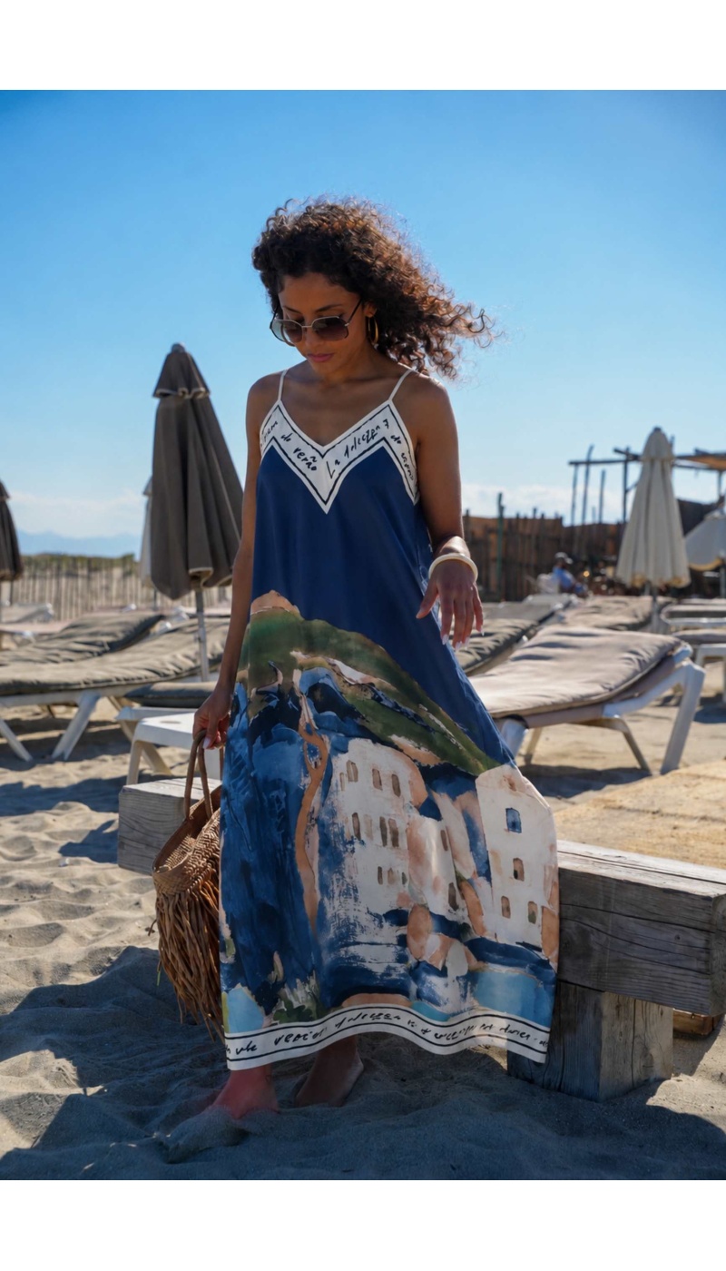 ROBES FEMME SOIE MARINE
