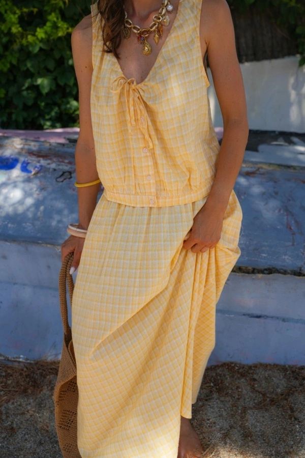 NORA Yellow Check Skirt