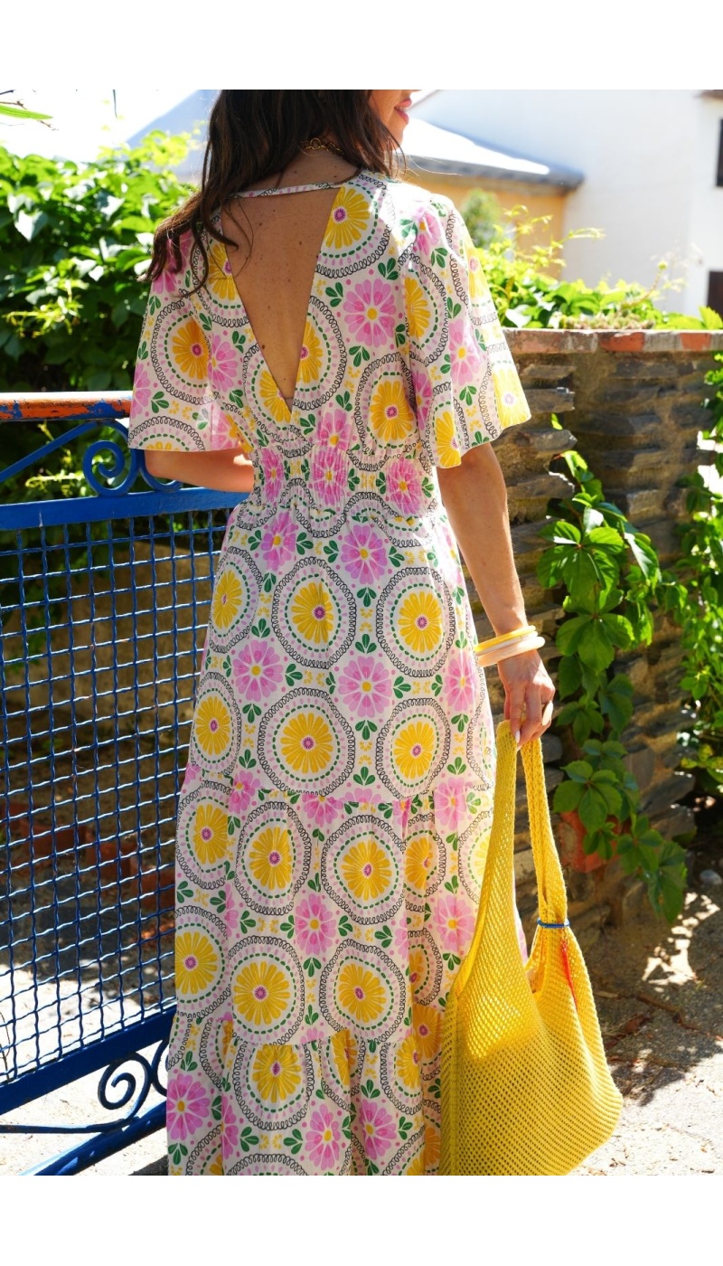 ROBES FEMME FLEURS JAUNE E26