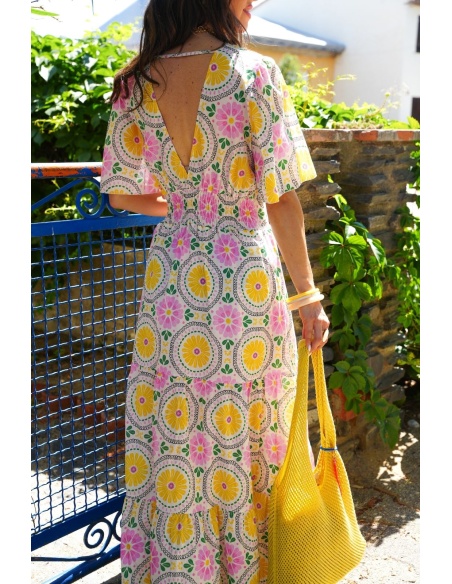 ROBES FEMME FLEURS JAUNE E26