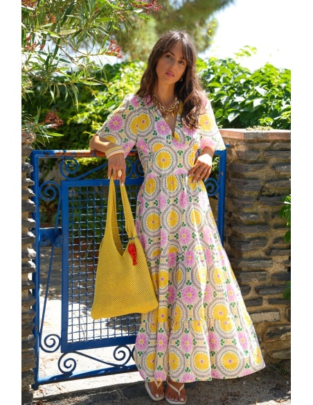 ROBES FEMME FLEURS JAUNE E26