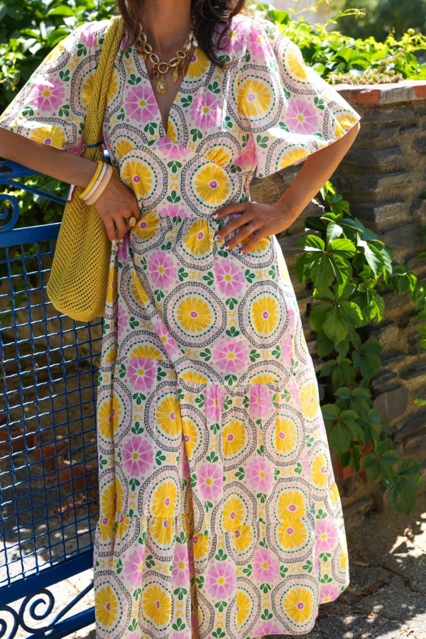 ROBES FEMME FLEURS JAUNE E26 2