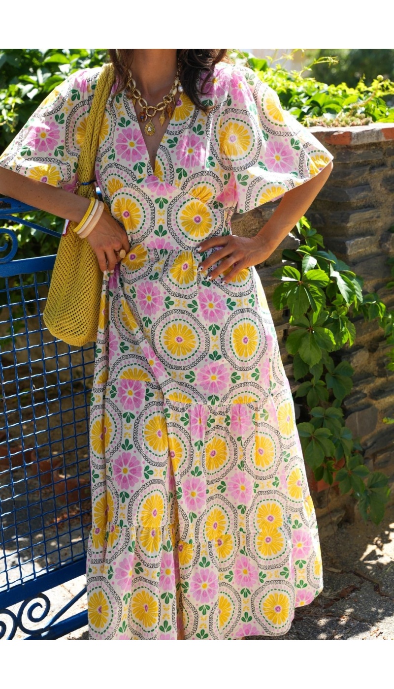 ROBES FEMME FLEURS JAUNE E26