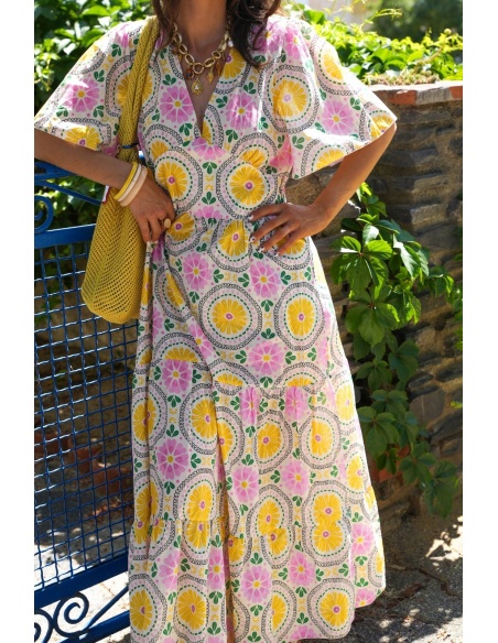 ROBES FEMME FLEURS JAUNE E26