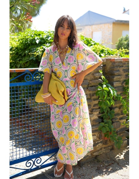 ROBES FEMME FLEURS JAUNE E26