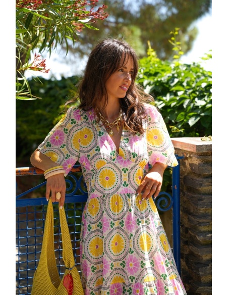 ROBES FEMME FLEURS JAUNE E26
