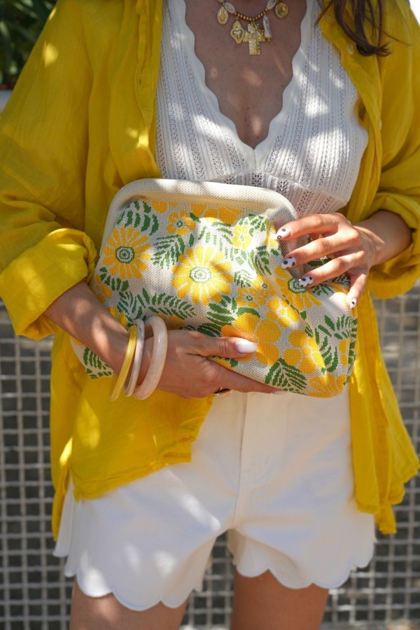 Pochette Fleurs Jaune JUNE