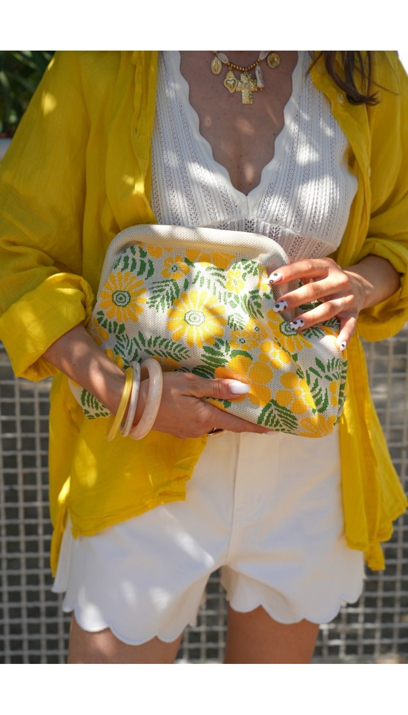 POCHETTE FLEURS JAUNE E26