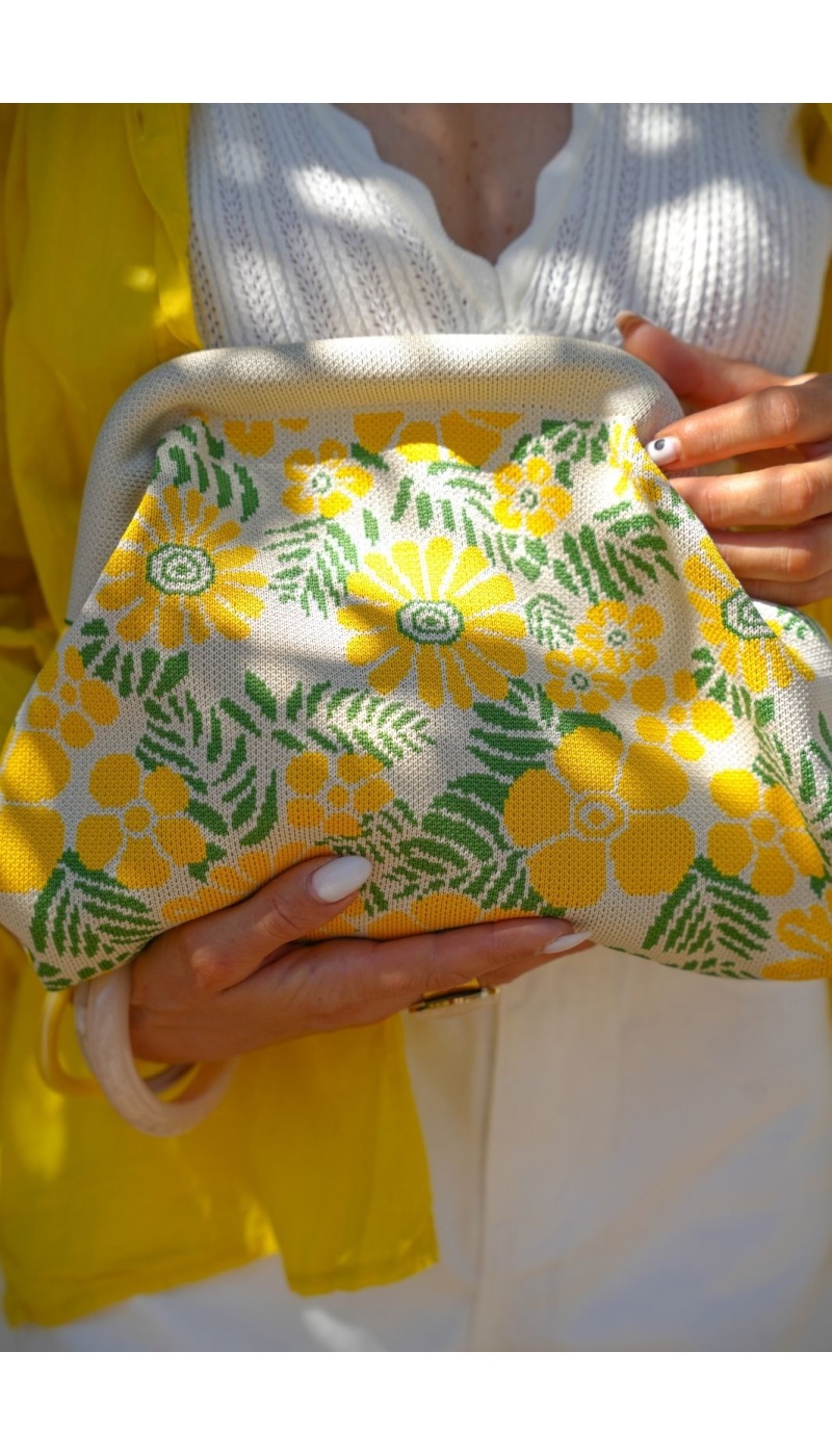 POCHETTE FLEURS JAUNE E26