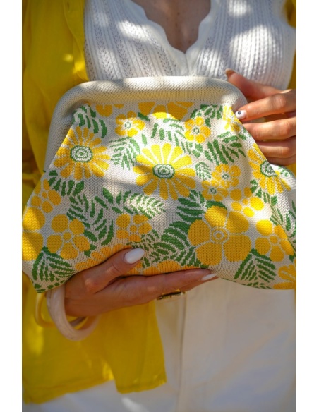 POCHETTE FLEURS JAUNE E26
