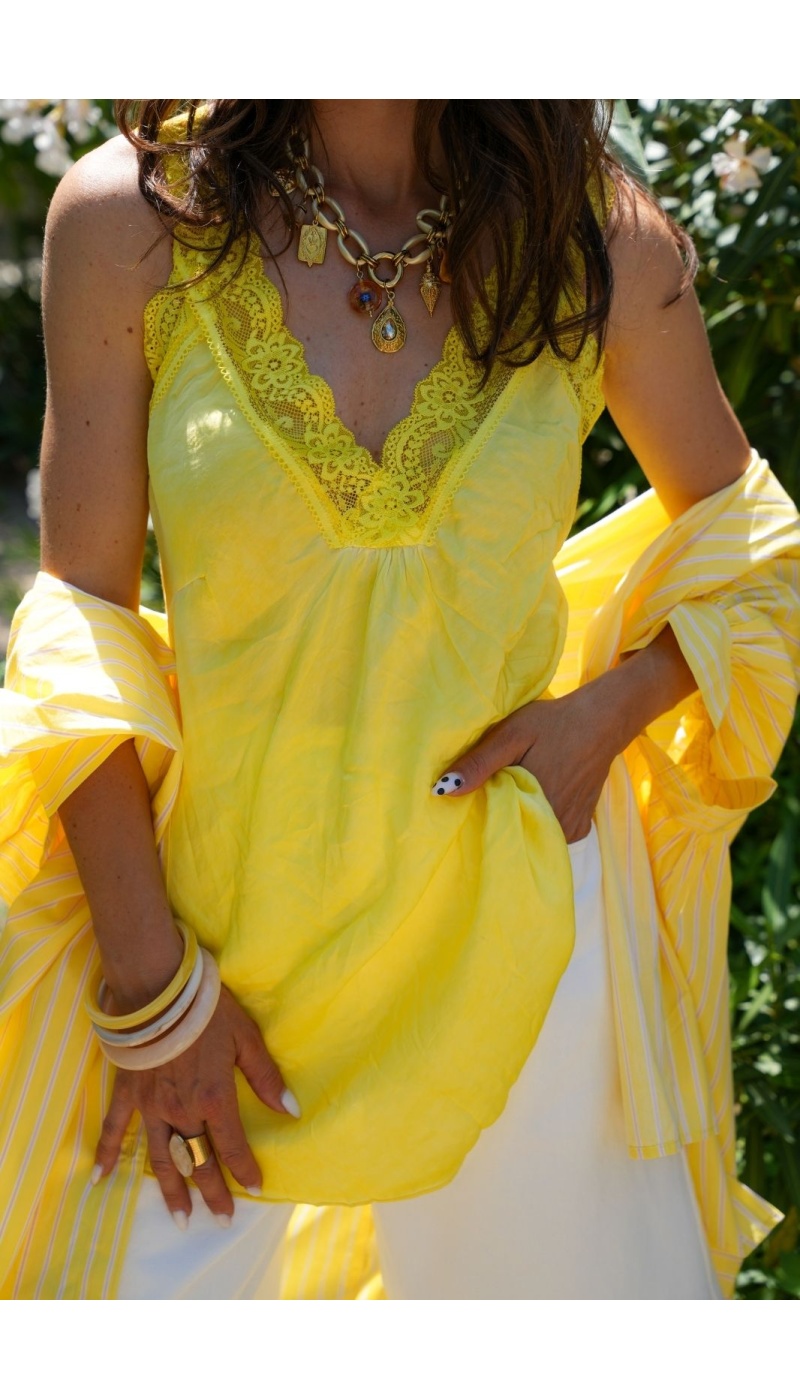 DEBARDEUR DENTEL JAUNE
