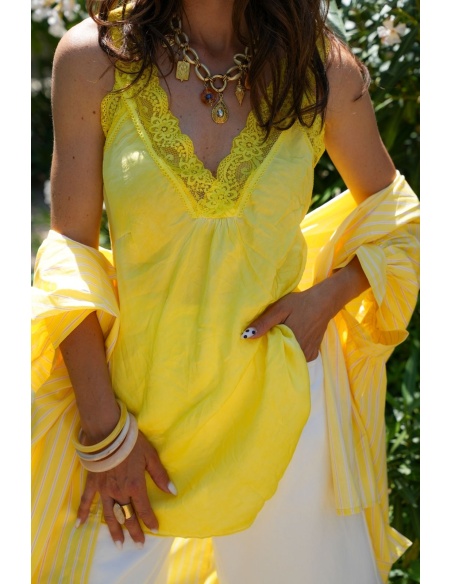 DEBARDEUR DENTEL JAUNE