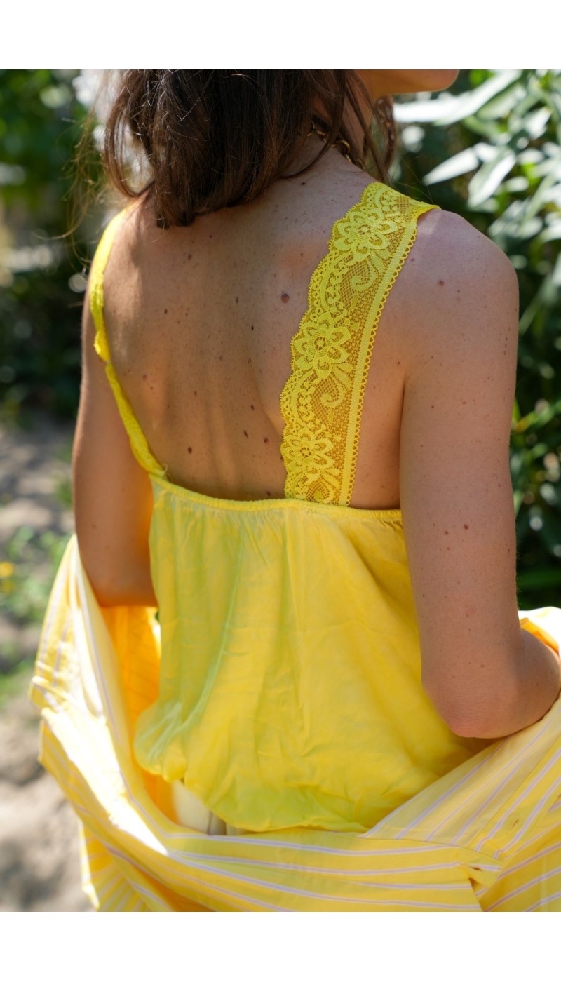 DEBARDEUR DENTEL JAUNE