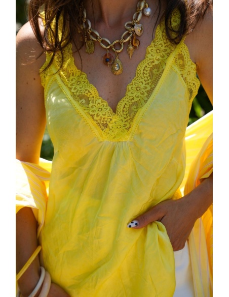 DEBARDEUR DENTEL JAUNE