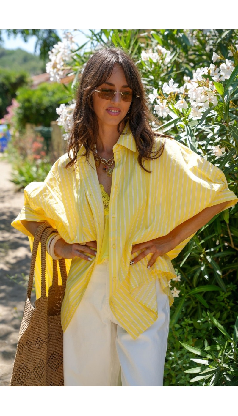 CHEMISIER RAYE JAUNE E26