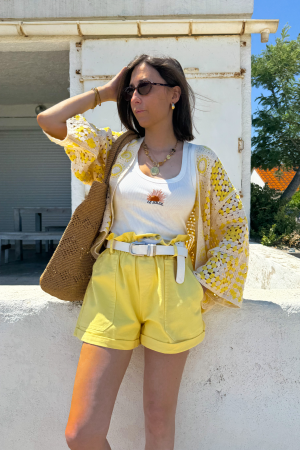 SHORTS FEMME  JAUNE E26 2