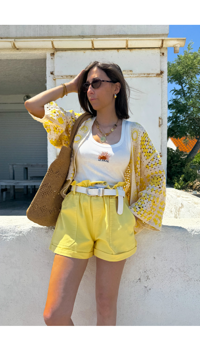 SHORTS FEMME  JAUNE E26