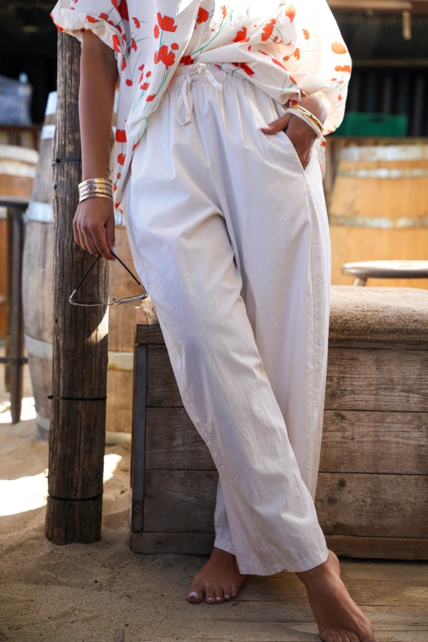 Wide Ecru Trousers FLORENCIA