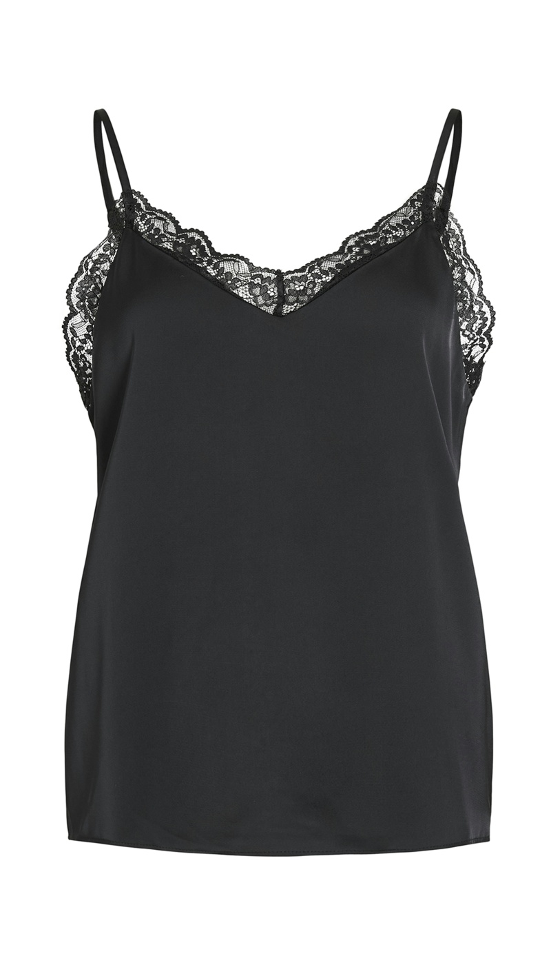Satin Tank Top Black VIENNA