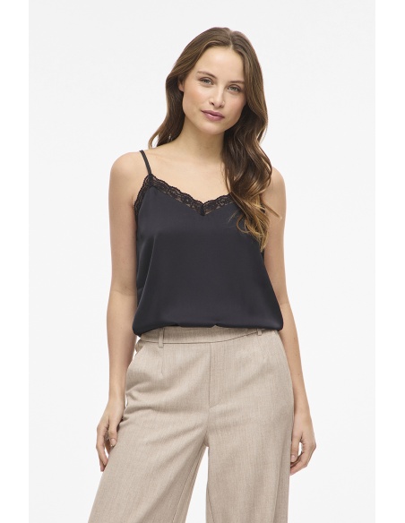 Satin-Tanktop Schwarz WIEN