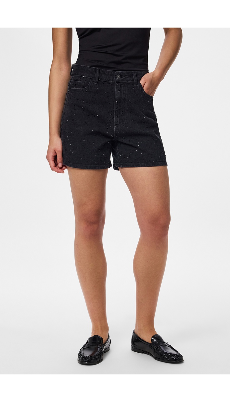 Short Strass Denim Negro PCGABI