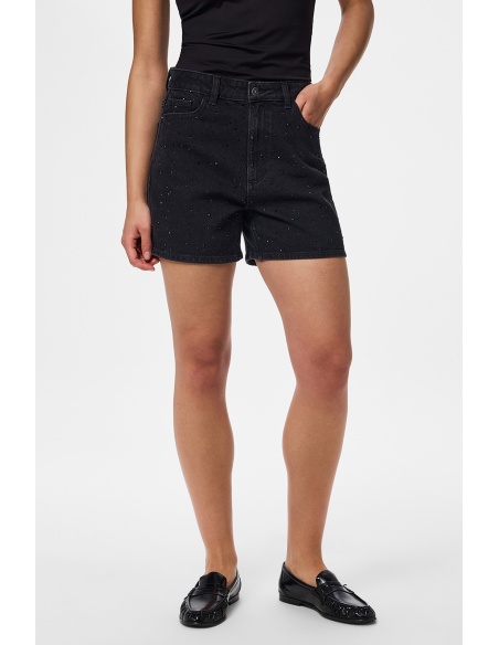 Short Strass Black Denim PCGABI