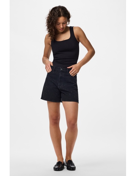 Short Strass Denim Negro PCGABI