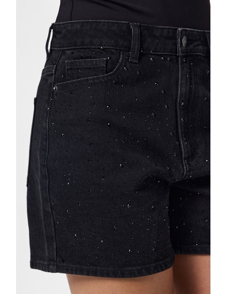Short Strass Black Denim PCGABI