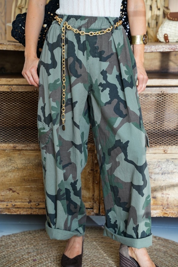 Khaki Military Print Trousers JEANNE 2