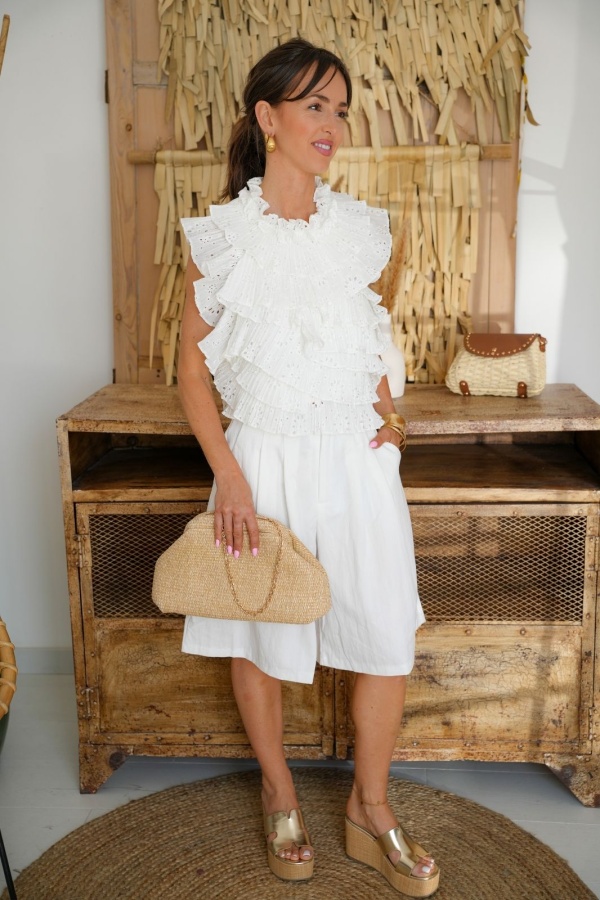 Eleganti TOP RICAMI BIANCHI E26 - Stile chic per tutte le occasioni