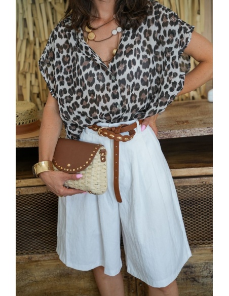 NOELIE Ecru Leopard Blouse