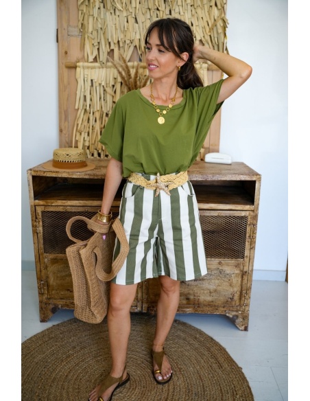 LOU Shorts listrados cáqui