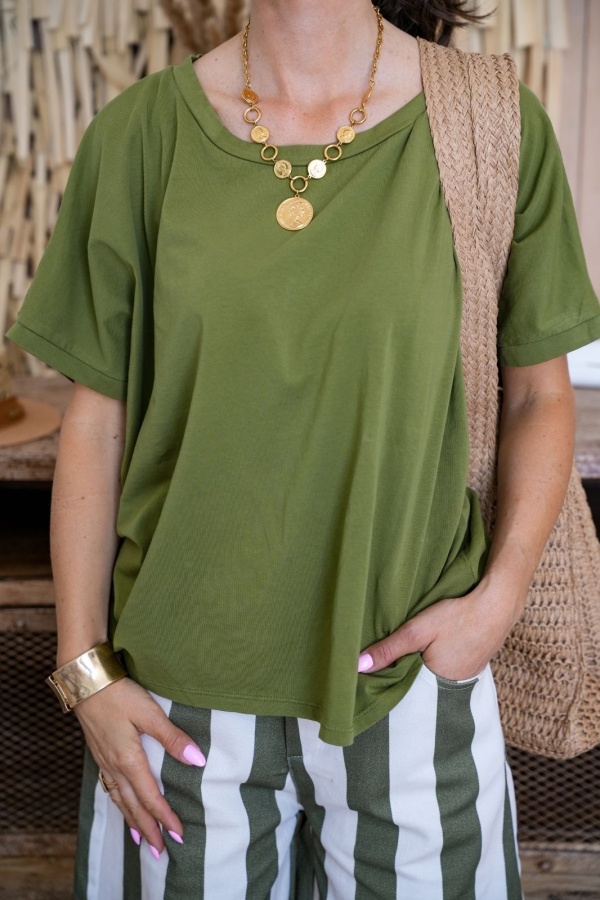 T-SHIRT MC FEMME  KAKI