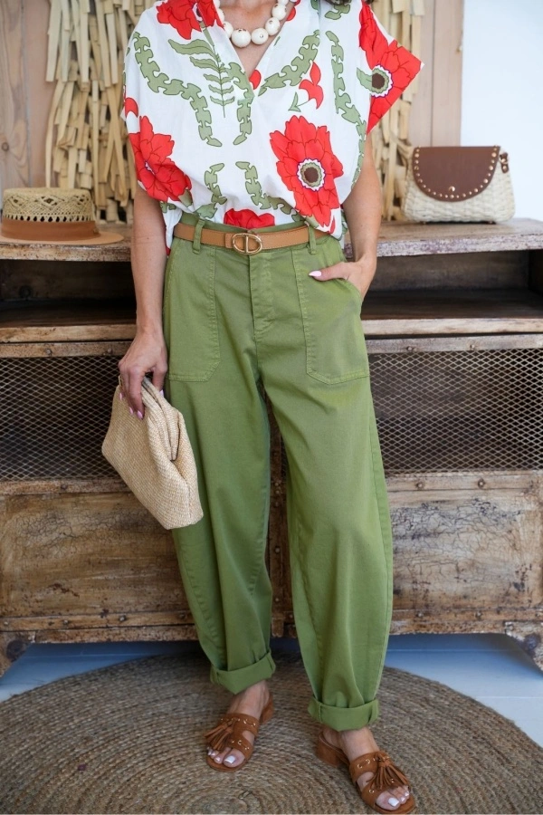 Pantalon Barrel Olive LUDO 2