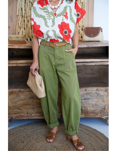 LUDO Olive Barrel Trousers